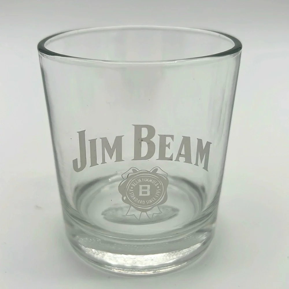 Jim Beam Bourbon Clear Rocks Glass Set with Heavy Base - Golf Ball & Football -2
